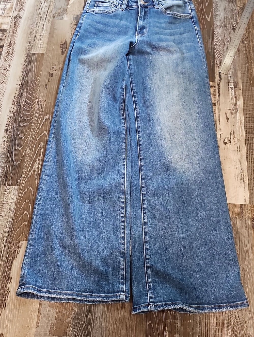 Vervet Blue Wide Leg Jeans High Rise Flare Denim Medium Wash - Picture 8 of 10